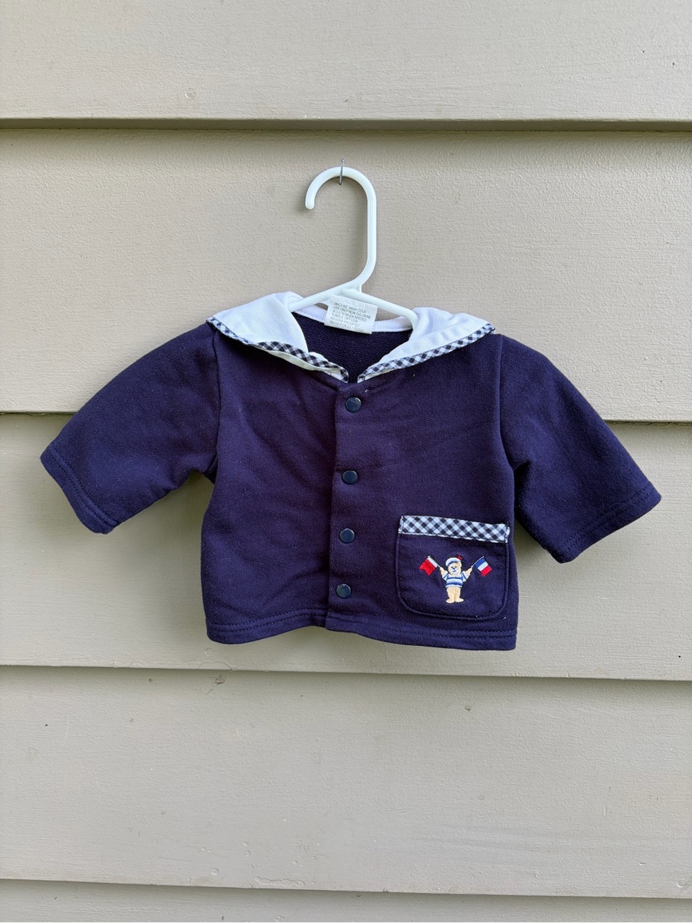 Vintage Baby Snap-Front Sailor Collar Long Sleeve Sweater 3-6M